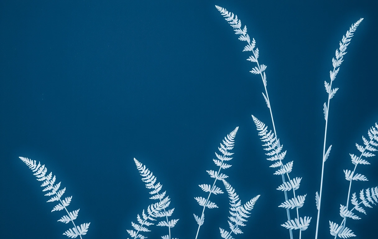 Fondo botánico cianotipia